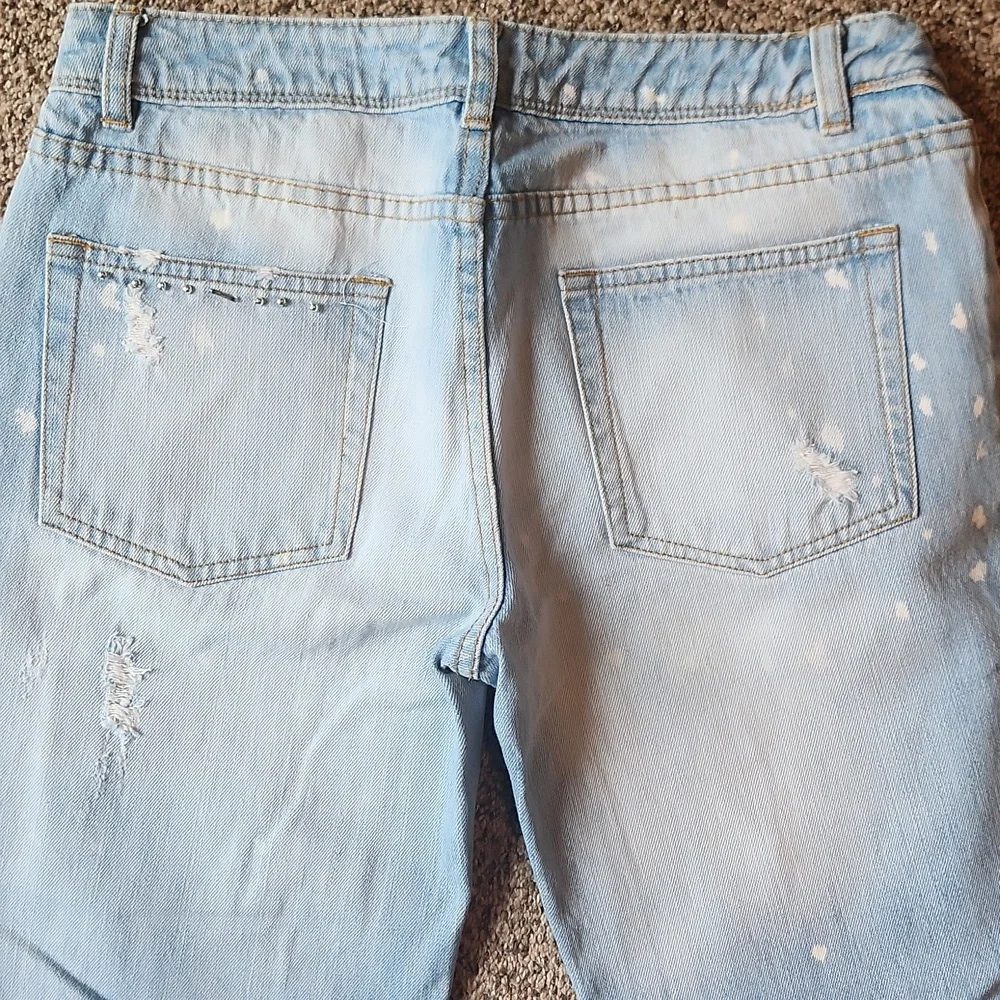 Free People | Distressed & Bedazzeled Light Blue Jeans - Picture 11 of 14